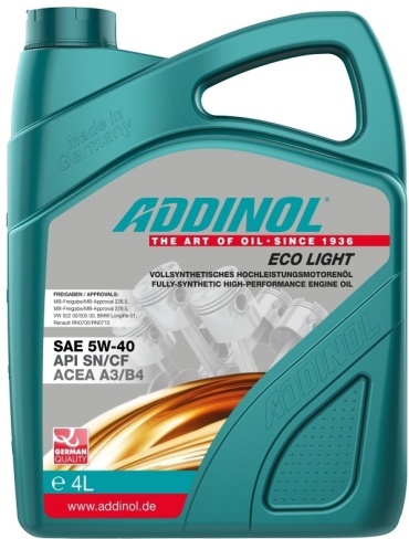 Синтетическое Addinol ECO LIGHT SAE 5W-40 5W-40 4 л