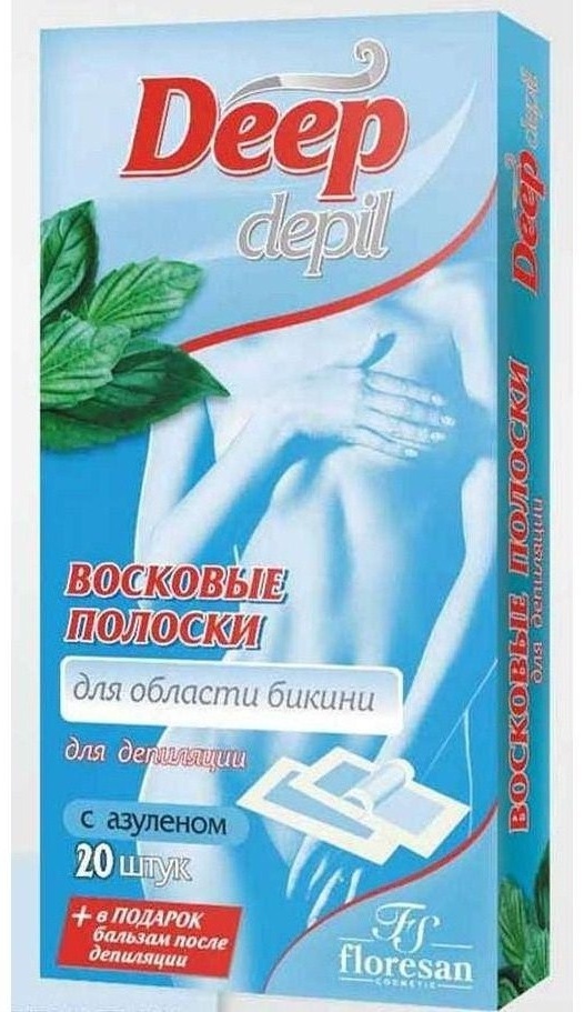 Floresan Deep Depil с азуленом средняя восковые полоски 20 шт
