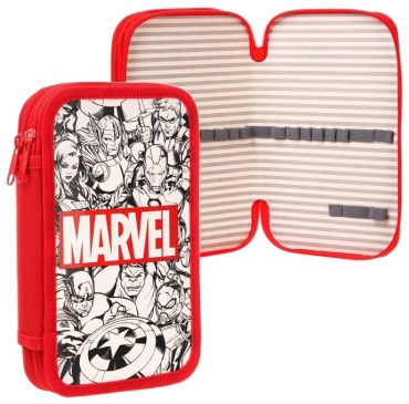 Пенал Marvel Мстители "MARVEL", застежка молния, красный, мультиколор