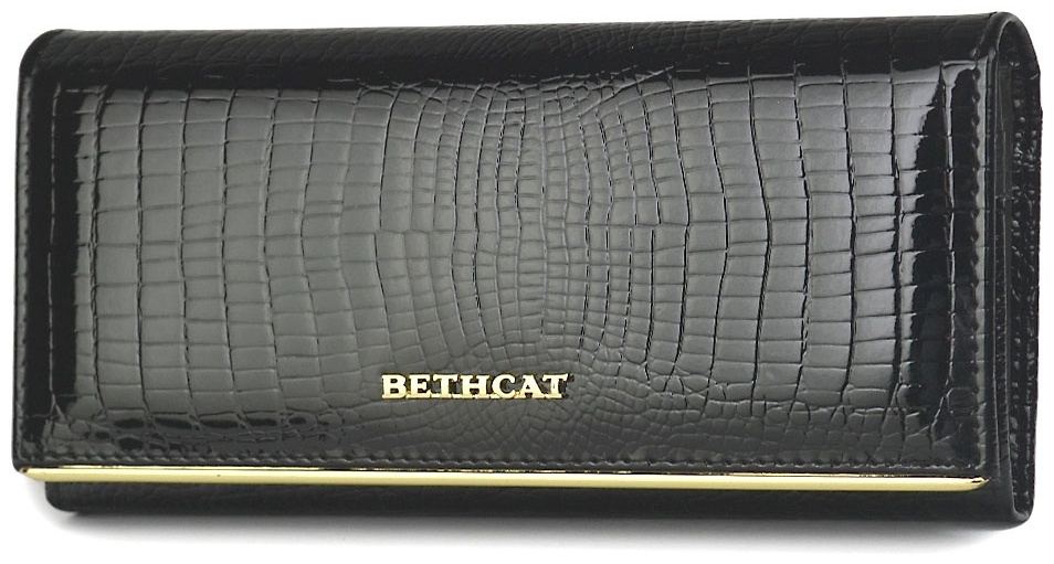 Кошелек Beth Cat натуральная кожа черный, черный глянец