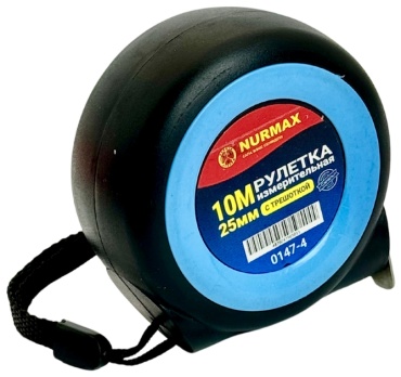 Nurmax рулетка строительная, бытовая 0147-4, 10 м х 25 мм