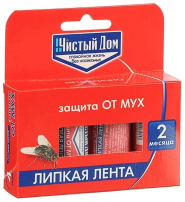 Липкая лента Чистый дом Защита от мух (упаковка 4 шт.)