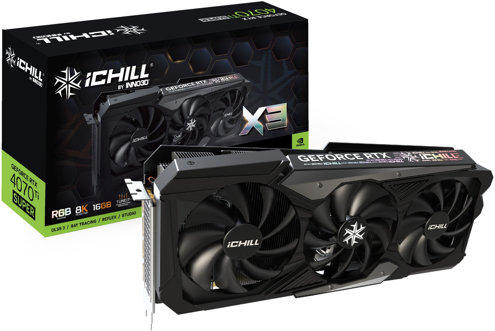 Видеокарта Inno3D RTX 4070 Ti SUPER ICHILL X3 C407TS3-166XX-186148H 16 Гб