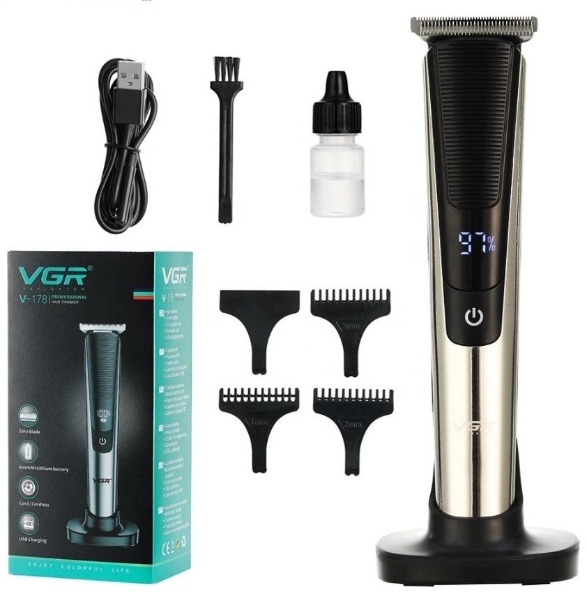 VGR Professional машинка для стрижки VGR-178 черный, серебряный