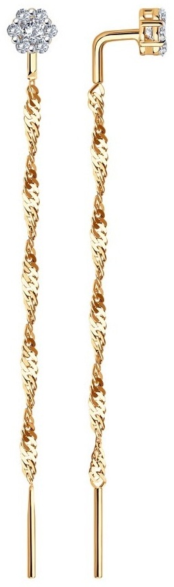 Серьги SOKOLOV EAR-SO-585-254553 вес 1.15 г золото, фианит