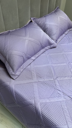 Покрывало с наволочками Tencel 220х240 см, искусственный шелк, полиэстер, сиреневый