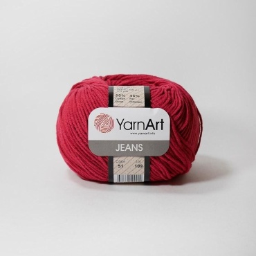 Моток YarnArt Jeans 51 красный 160 м 50 г