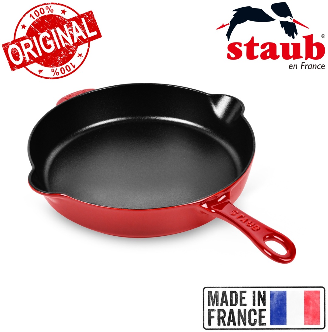 Сковорода Staub France Cherry Red 28 см с антипригарным покрытием, чугун
