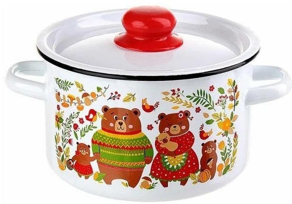 Кастрюля 4.5 л, СтальЭмаль Мишки, 1с17с сталь