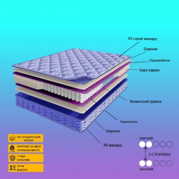 Матрас Jatsai Matras Ultra soft , 105x200x19 см, чехол жаккард