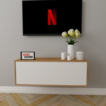 ТВ-тумба навесная Adel Home Джил AH0183, 100x35x35 см, белый, коричневый