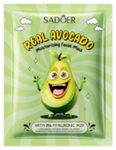 Маска для лица SADOER тканевая Real avocado 1 шт