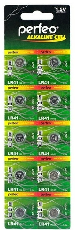 Купить Батарейка LR41 Perfeo 10 шт в Алматы – Магазин на Kaspi.kz