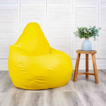 Кресло-мешок KresloComfort Классик XL, чехол искусственная кожа, желтый