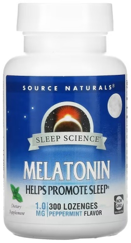 Source Naturals БАД Sleep Science, Melatonin, Peppermint, 1 mg 300 пастилок