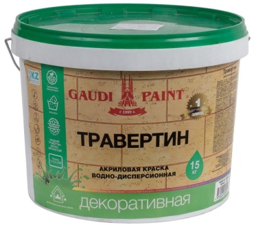 Gaudi Paint Травертин акриловая основа, тон темно-бежевый 15 кг