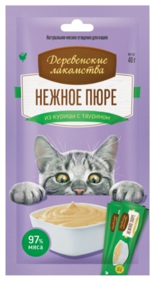 Купить Лакомство Деревенские лакомства Нежное пюре из курицы с таурином ...