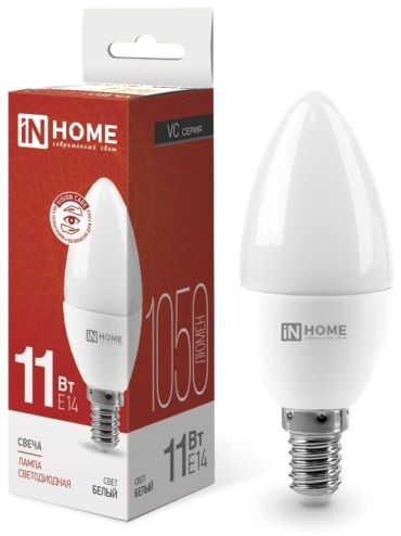 IN HOME 11W Е14, светодиодная, холодный белый