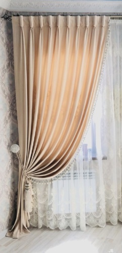 Комплект Aisha Textile 300x270 см 2 шт, бархат, золотистый