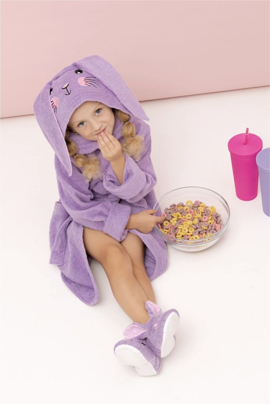 Махровый халат Fluffy Bunny фиолетовый