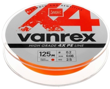 Lucky John Vanrex X4 Braid Fluo 0.08 мм оранжевая