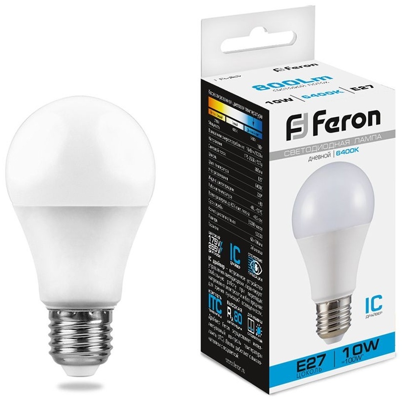 Feron 10W E27, светодиодная, дневной белый