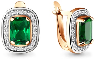 Серьги AQUAMARINE 42902Г вес 3.14 г серебро, изумруд