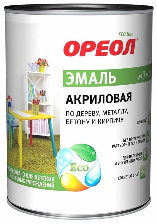 Купить Ореол эмаль глянцевая по дереву металлу бетону и кирпичу 0.9 кг ...