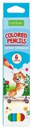 Цветной карандаш Hatber форма шестигранная 6 шт