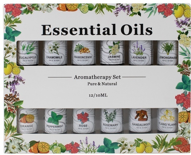 Essential эфирное масло Aroma Therapy апельсин, жасмин, иланг-иланг, кипарис, лаванда, лемонграсс, мята, роза, сандал, розмарин, ладан, ромашка 12 шт по 10 мл