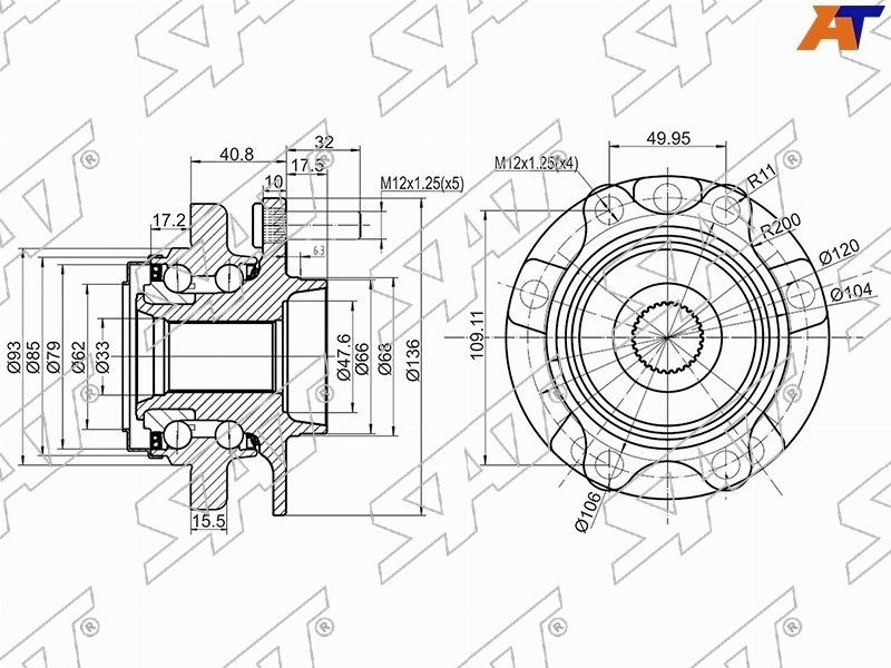 SAT подшипник ступицы ST40202CA010