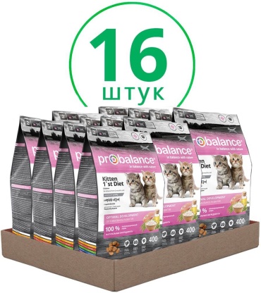Probalance Kitten 1st Diet для котят цыпленок 0.4 кг 16 шт