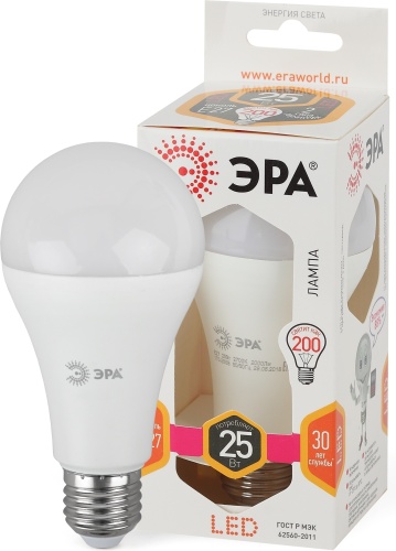 ЭРА 25W E27, светодиодная, теплый белый