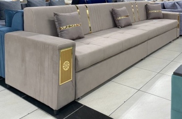 Диван прямой Ереке Мебель Gracia, 390х90 см, обивка велюр, бежевый