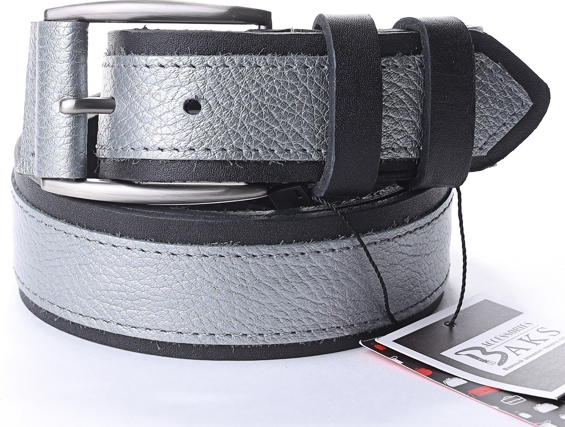 Ремень BAKS ACCESSORIES натуральная кожа 95 см серый