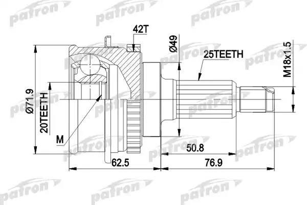 PATRON шрус PCV3538