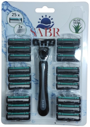 SABR Aloe Vera бритвенный станок 1 шт + сменные кассеты 24 шт