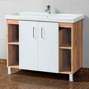 Тумба с раковиной BuSu W. LOFT.100, 96.6x78x45.2 см, коричневый-белый