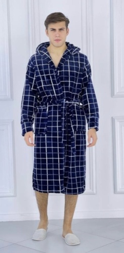 Махровый халат Fashion синий