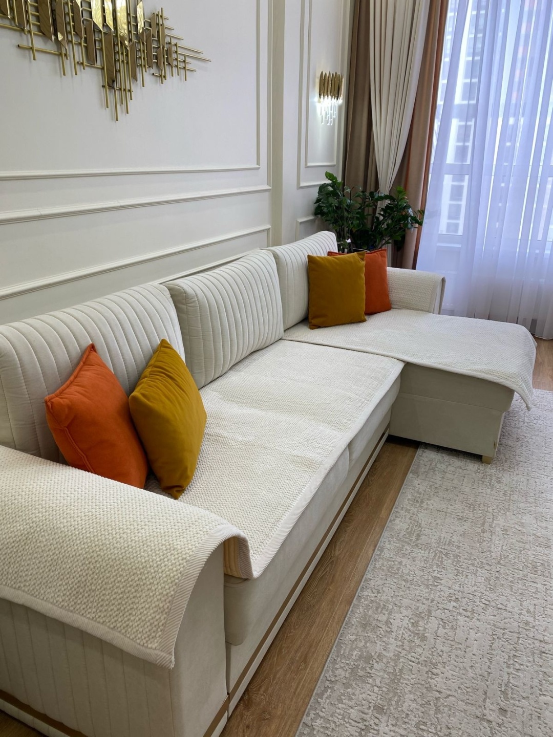 Home Collection дивандек для дивана 525522 белый, молочный 90x300 см