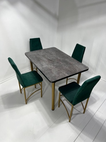 Комплект MEBEL STYLE GROUP 115780274, стол 120х80 см + 4 стула, зеленый
