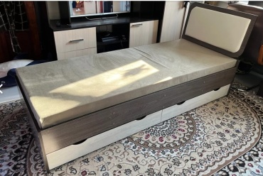 Кровать Grand Miks Ника односпальная, 80x200 см (с матрасом, без подъёмного механизма) коричневый
