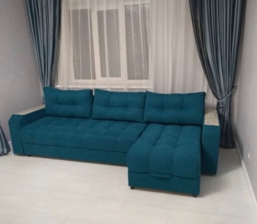 Диван прямой DivanvAlmaty Comfort, 300х100 см, обивка велюр, бирюзовый