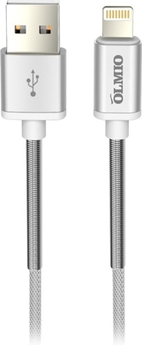 Кабель OLMIO USB 2.0 (M), Lightning (M), 1 м, серебристый
