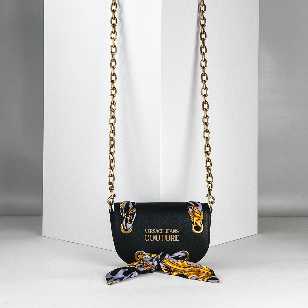 Сумка кросс-боди Versace полиуретан черный, бронзовый