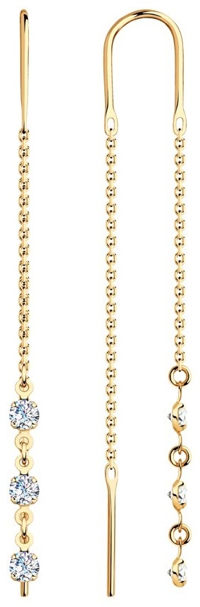 Серьги-цепочки SOKOLOV EAR-SO-585-841313 вес 1.67 г золото, фианит