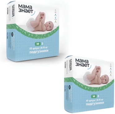 Подгузники Мама Знает Premium M, 34 шт