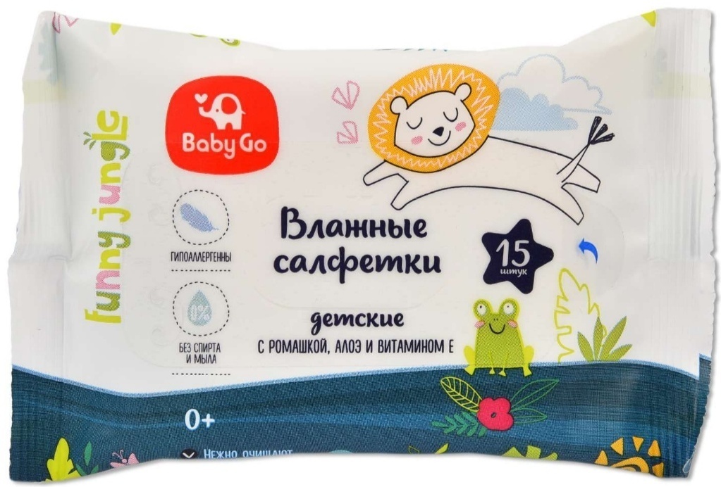 Влажные салфетки Baby Go с ромашкой 15 шт