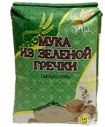 Мука QAZYNA из зеленой гречки сорт обойная 1 кг