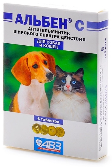 Купить Средство АВЗ Альбен С от гельминтов для собак и кошек 6 таблеток ...